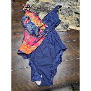 Sirena Signatures Vintage One Piece Swimsuit Blue Patterned Women's 8